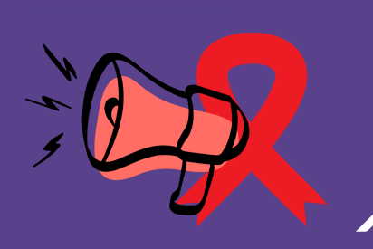 Megafon und rote Schleife